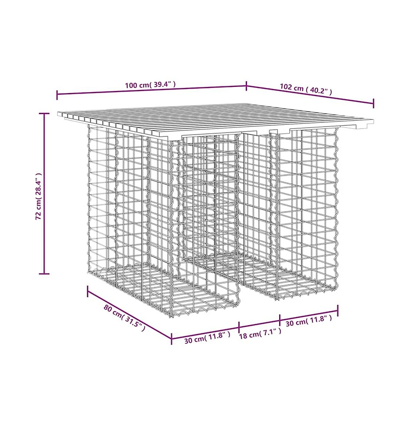 vidaXL Patio Bench Gabion Design 39.4"x40.2"x28.3" Solid Wood Pine