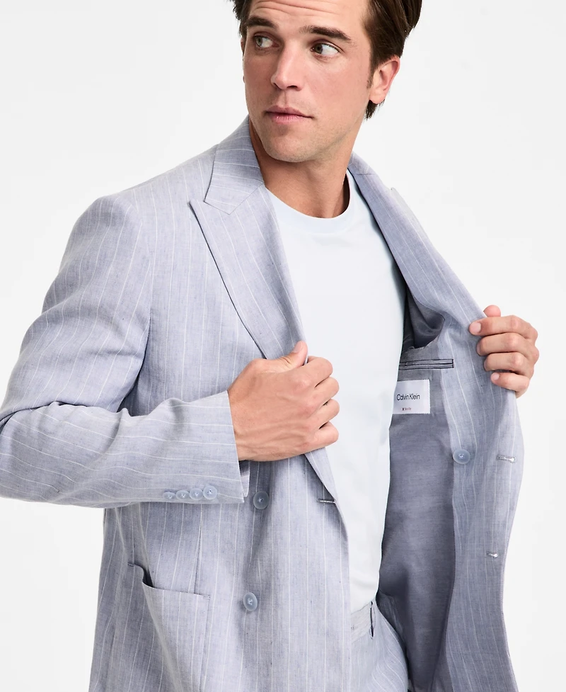 Calvin Klein Men's Slim Fit Double Breasted Linen Suit Jacket