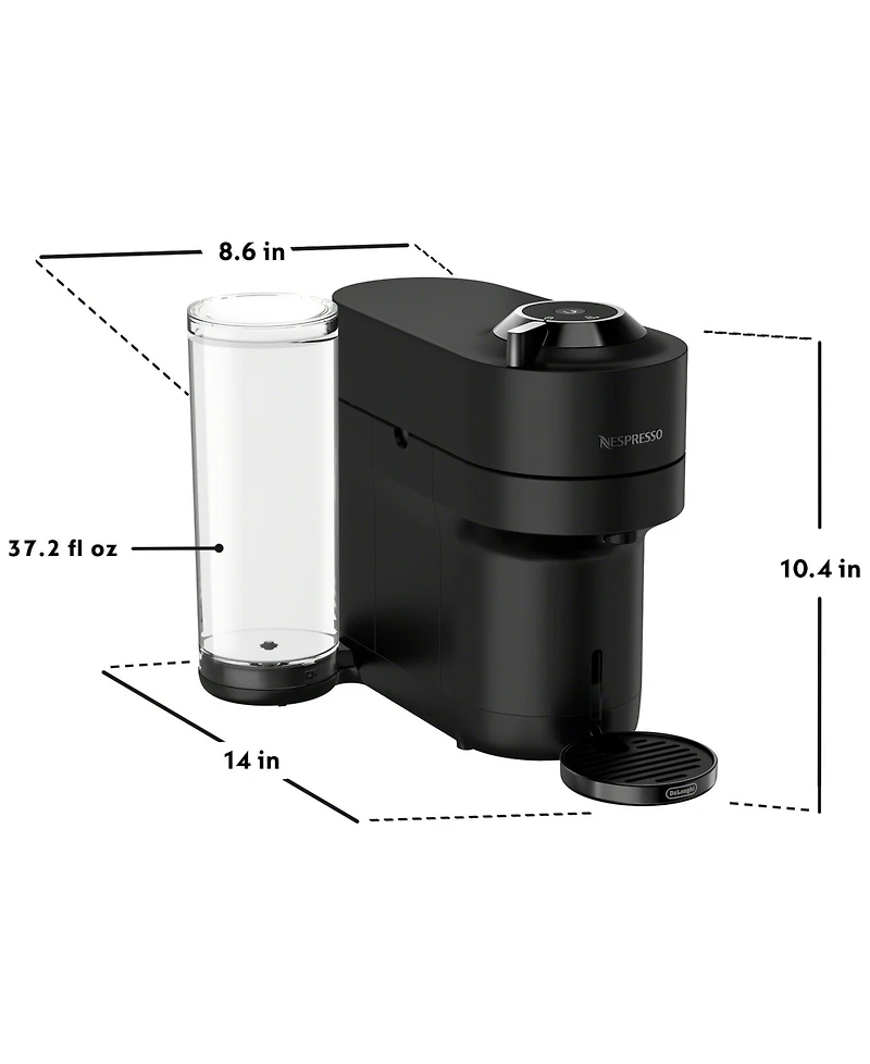 Nespresso Vertuo Pop+ Deluxe Matte Black Coffee Maker & Espresso Machine by De'longhi