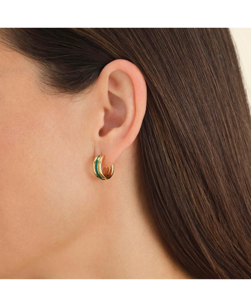 Rosefield Emerald Triple Hoops In 14K Yellow Gold Plated Stainless Steel