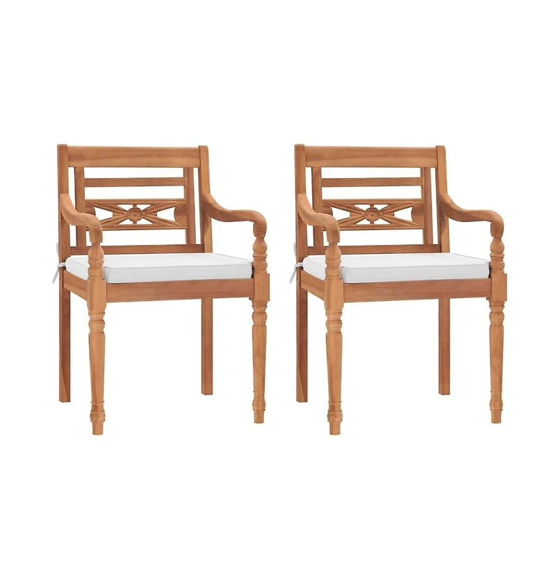 vidaXL Batavia Chairs 2 pcs with Cushions Solid Teak Wood