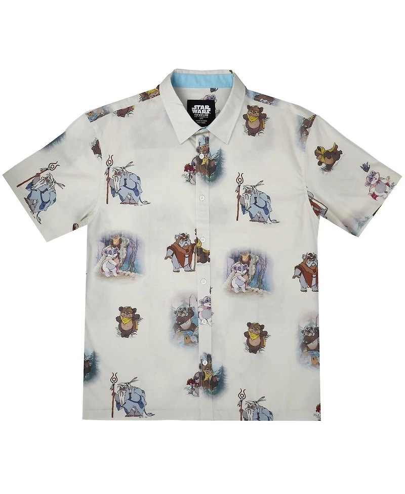 Heroes & Villains Men's White Star Wars Ewoks Button-Up Shirt
