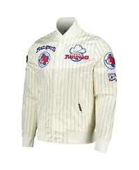 Pro Standard Men's Cream Texas Rangers Cooperstown Collection Pinstripe Retro Classic Satin Full-Snap Jacket