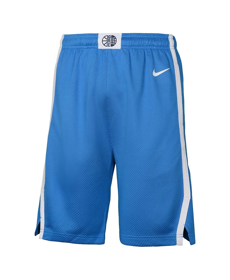 Nike Big Boys and Girls Blue Greece Basketball 2024 Summer Olympics Swingman Shorts