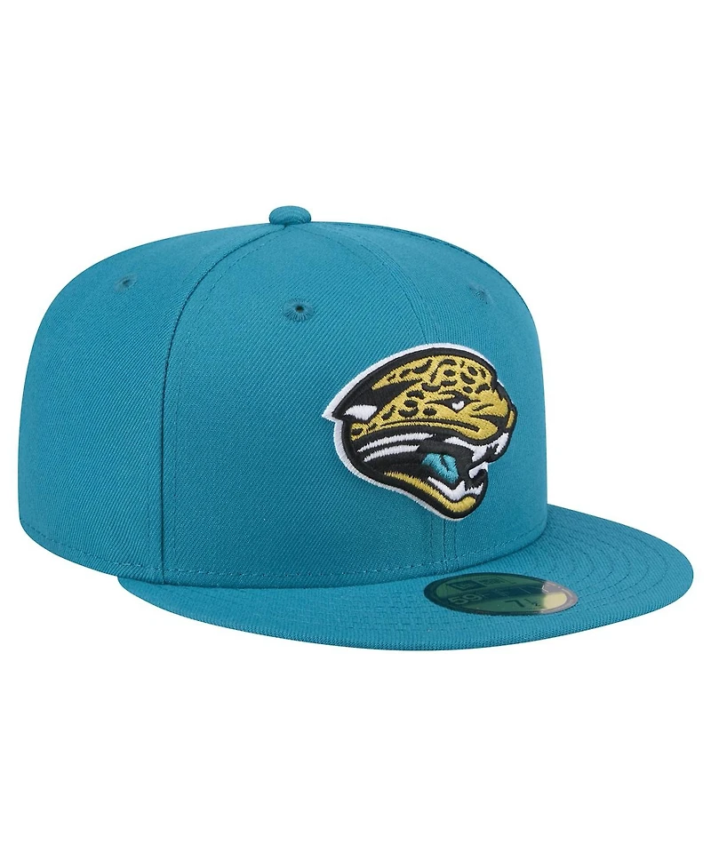 New Era Men's Teal Jacksonville Jaguars Throwback Logo Omaha 59FIFTY Fitted Hat