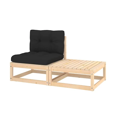 vidaXL 2 Piece Patio Lounge Set with Cushions Solid Pinewood