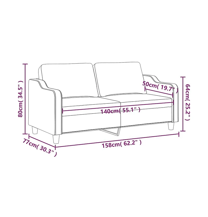 vidaXL 2-Seater Sofa Black 55.1" Fabric