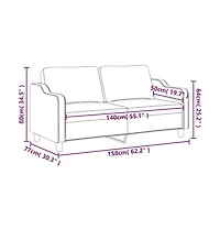 vidaXL 2-Seater Sofa Black 55.1" Fabric