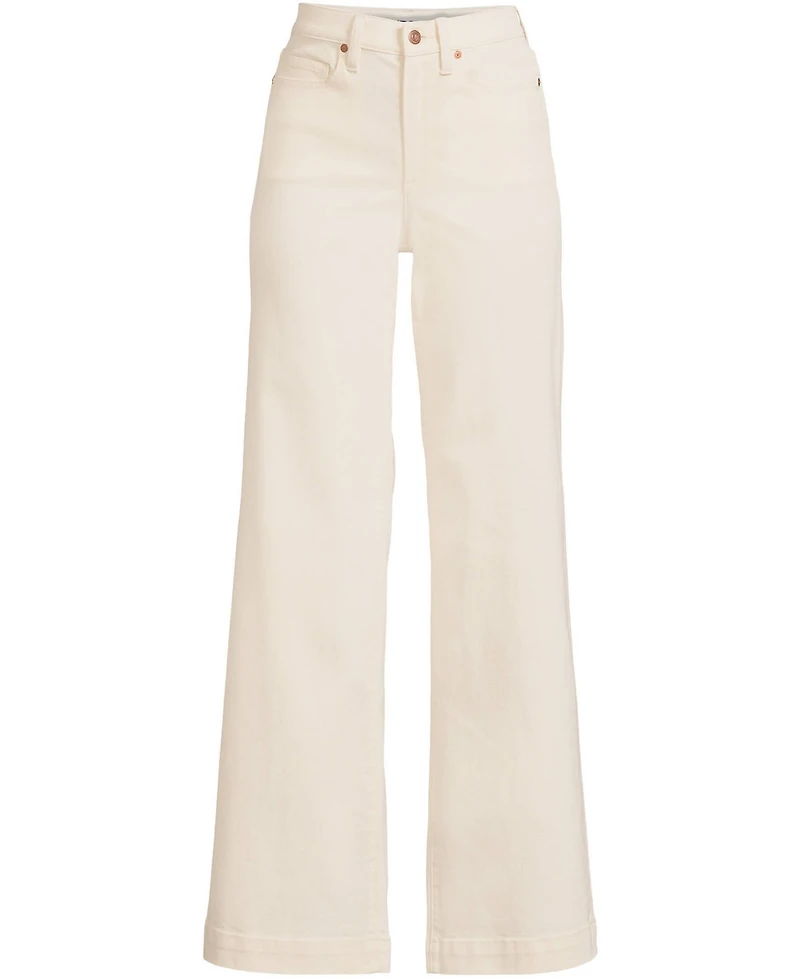 Lands' End Women's Recycled Denim High Rise Wide Leg Jeans