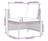 vidaXL 2-Seater Patio Sofa with Cushions Black Poly Rattan