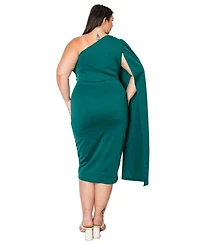 L I V D Plus Spade One Shoulder Cape Dress