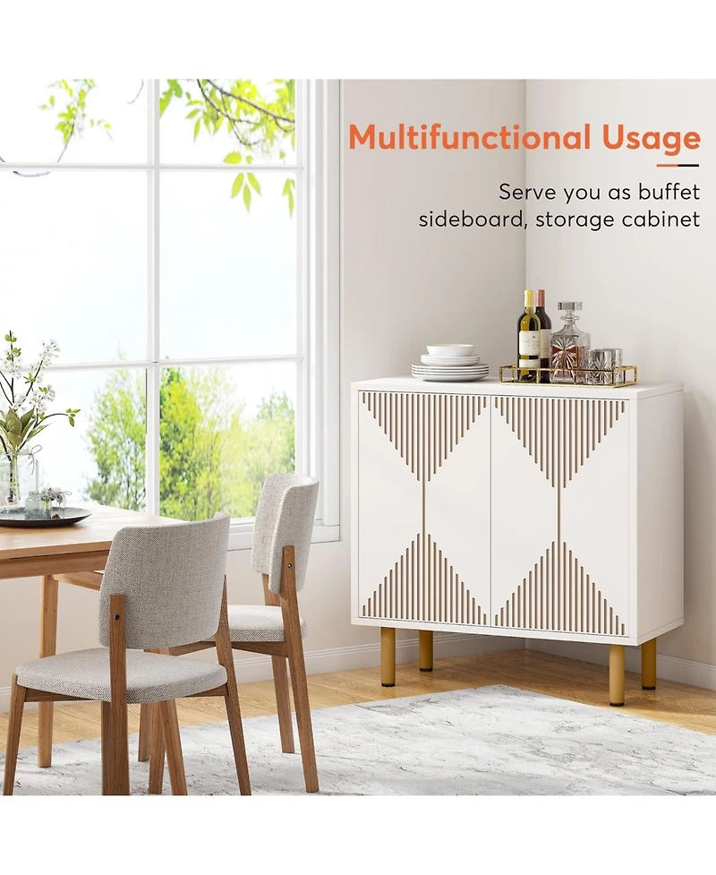 Tribesigns White Sideboard Buffet, Modern Storage Cabinet, Large Buffet Cupboard with 4 Doors, Dinning Horizontal Cabinet