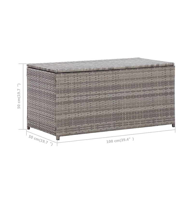 vidaXL Patio Storage Box Poly Rattan 39.4"x19.7"x19.7" Gray