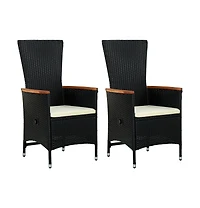Patio Chairs 2 pcs with Cushions Poly Rattan Black