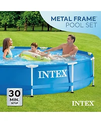 Intex 28211EH 12' x 30" Metal Frame Round Above Ground Swimming Pool with Pump