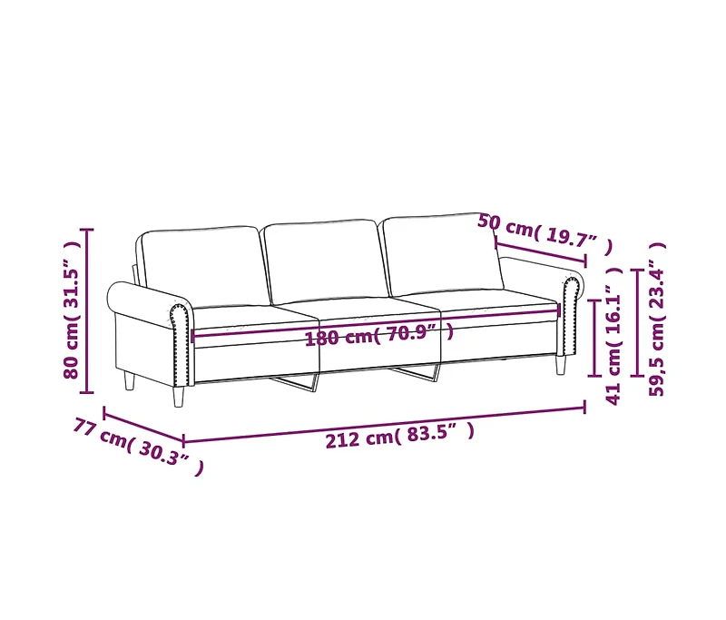 vidaXL 3-Seater Sofa Dark Gray 70.9" Velvet