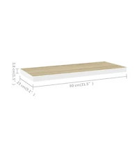 vidaXL Floating Wall Shelf Oak and White 31.5"x9.3"x1.5" Mdf