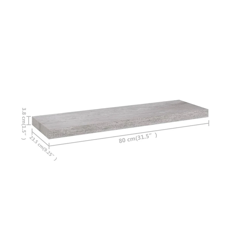 vidaXL Floating Wall Shelf Concrete Gray 31.5"x9.3"x1.5" Mdf