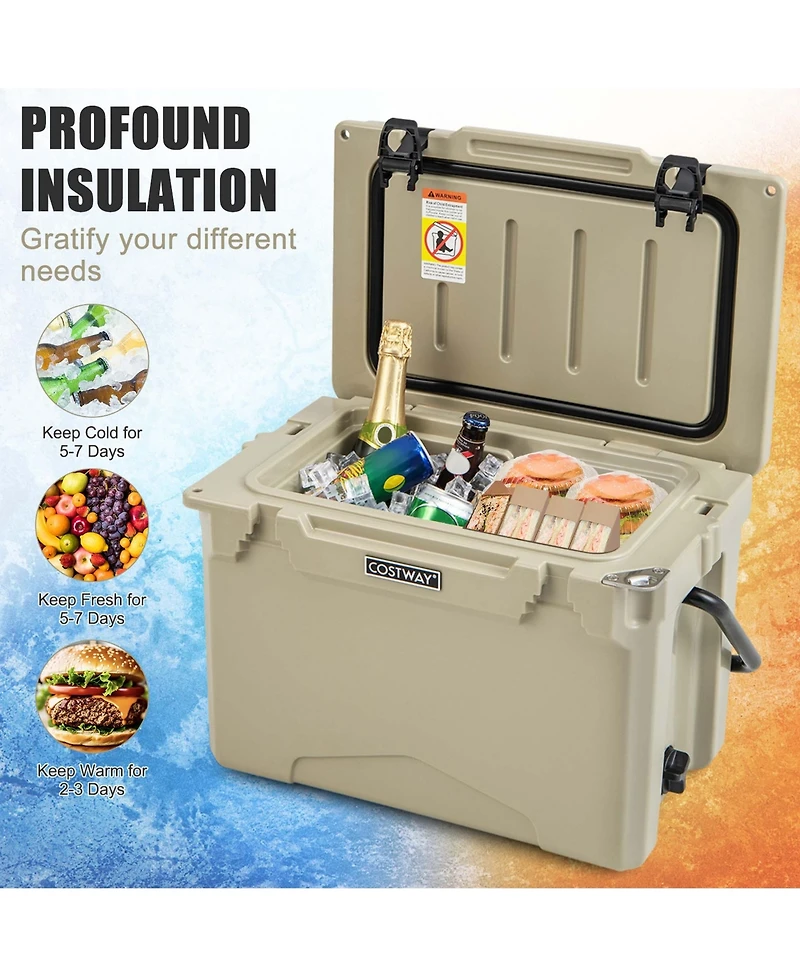 25 Qt Portable Cooler Rotomolded Ice Chest Insulated Box
