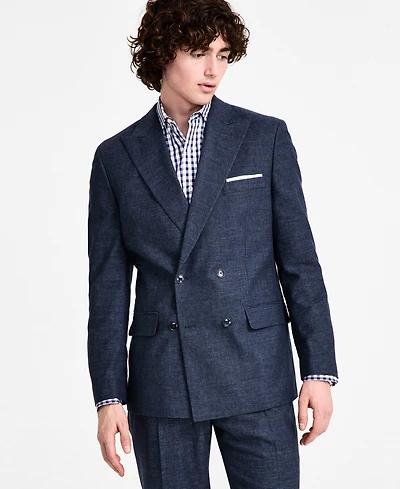 Tommy Hilfiger Men's Modern Fit Double Breasted Linen Suit Jacket