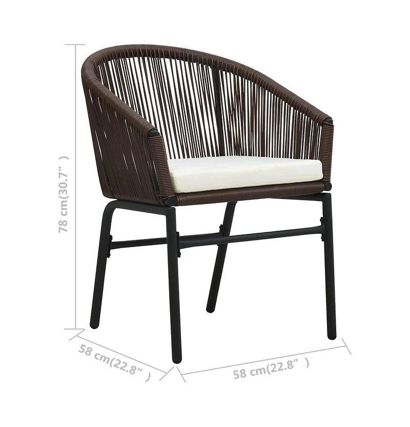 Patio Chairs 2 pcs Brown Pe Rattan
