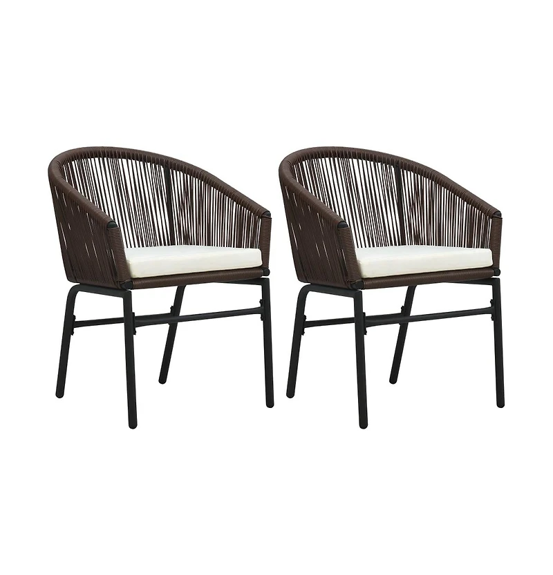 Patio Chairs 2 pcs Brown Pe Rattan