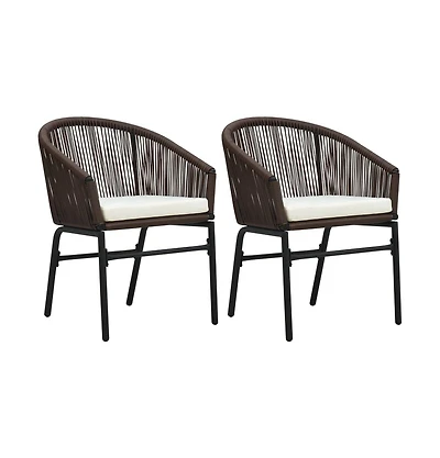 Patio Chairs 2 pcs Brown Pe Rattan