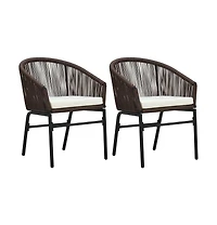 Patio Chairs 2 pcs Brown Pe Rattan