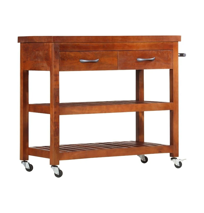 vidaXL Kitchen Trolley 39.4"x18.9"x35" Solid Wood Acacia