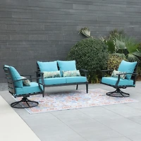Aoodor 22'' x 24'' Outdoor Deep Seat Chair Cushion Set，Olefin Fabric Slipcover and Sponge Foam (Set of 2 Seats, 2 Backs, 2 Pillows）