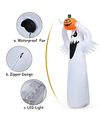 Vebreda 6 Feet Halloween Inflatable Blow Up Ghost with Pumpkin and Led Lights