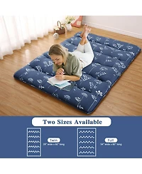 Futon Mattress Full Size, Floral Print Floor Pad Portable Dorm Sleeping Pad, 54"x 80"
