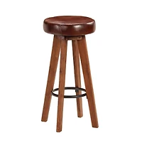 Bar Chairs 2 pcs Real Leather and Solid Acacia Wood