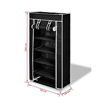 vidaXL Fabric Shoe Cabinet with Cover 23" x 11" x 42" Black
