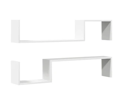 vidaXL Wall Shelves 2 pcs White 39.4"x5.9"x7.9" Engineered Wood