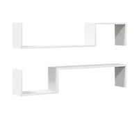vidaXL Wall Shelves 2 pcs White 39.4"x5.9"x7.9" Engineered Wood