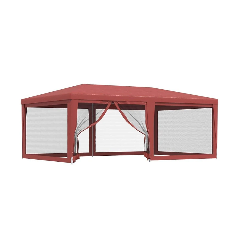 Party Tent with 6 Mesh Sidewalls Red 19.7'x13.1' Hdpe