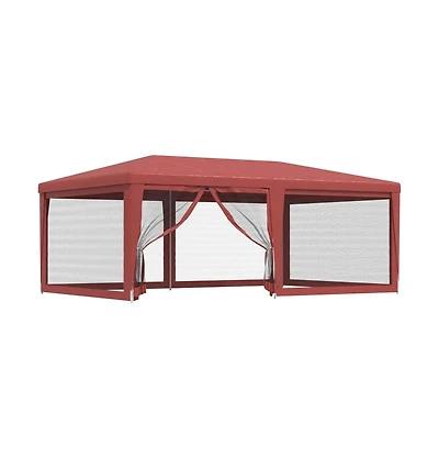 Party Tent with 6 Mesh Sidewalls Red 19.7'x13.1' Hdpe