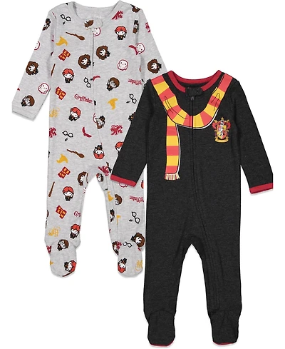 Harry Potter Baby Boys 2 Pack Zip Up Costume Sleep N' Play Coveralls Newborn to