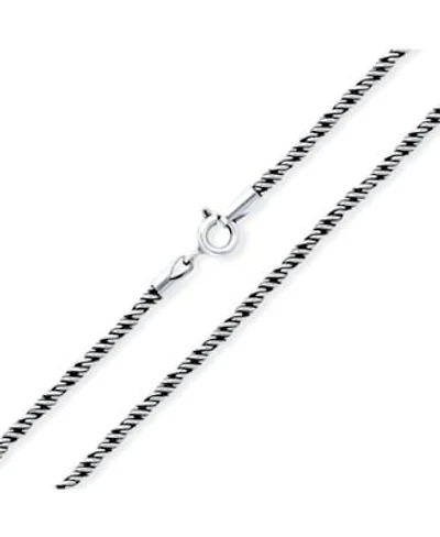 Bling Jewelry Strong Oxidized .925 Sterling Silver Bali Style Twist Cable Rope Chain Necklace For Men For Women Made In Italy 16 Inch