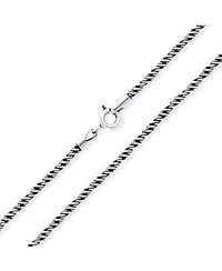 Bling Jewelry Strong Oxidized .925 Sterling Silver Bali Style Twist Cable Rope Chain Necklace For Men For Women Made In Italy 16 Inch