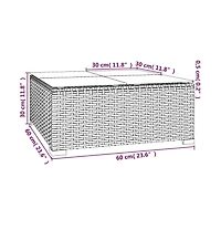 vidaXL Patio Coffee Table Brown 23.6"x23.6"x11.8" Poly Rattan & Glass