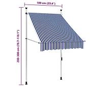 Manual Retractable Awning 39.4" Blue and White Stripes