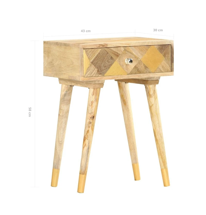 vidaXL Bedside Cabinet 16.9"x11.8"x22.8" Solid Mango Wood