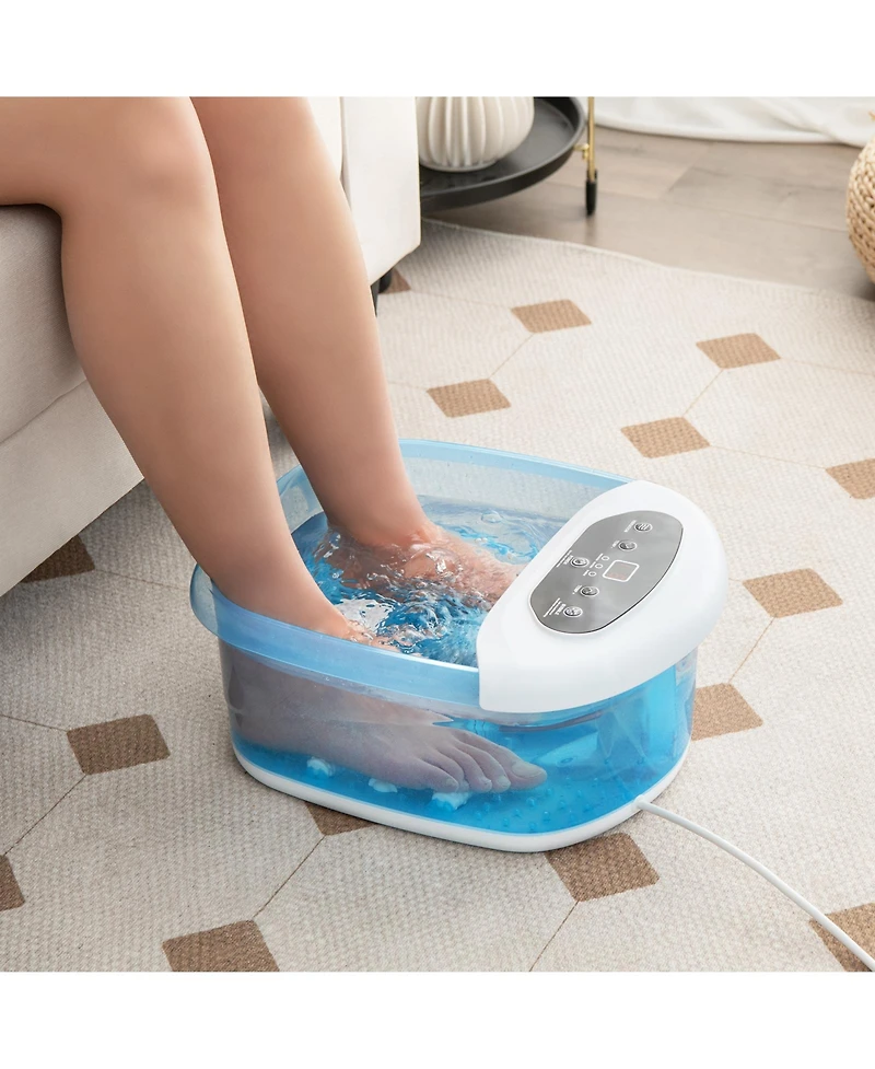 Skonyon Foot Spa Massager Tub with Removable Pedicure Stone and Massage Beads-Blue