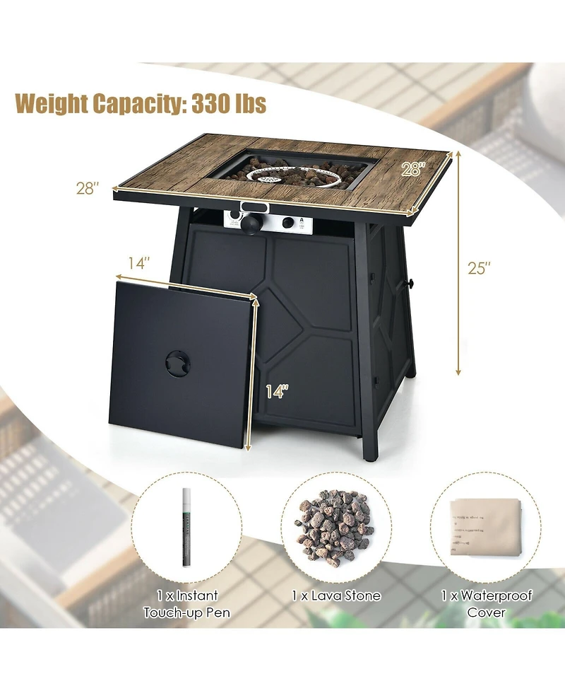 Inolait 40 000 Btu 28 Inches Propane Gas Fire Pit Table With Cover