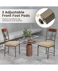 Set of 2 Dining Room Chairs Armless Kitchen Chairs Set with Seat Cushion-Brown