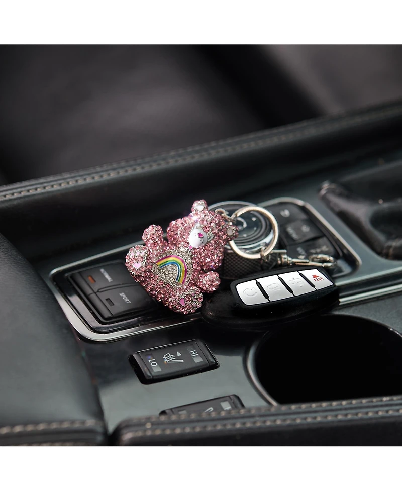 Care Bears Pave 3D Bling Cheer Bear Keychain - Bag Charm, Backpack Accessories, Travel Collectible Gift Keychains