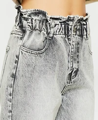 Kancan Women's High Rise Cuffed Paper Bag Jeans