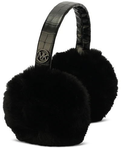 Michael Michael Kors Logo Charm Croc-Embossed Fuzzy Ear Warmers